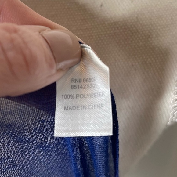 C’EST LA VIE Navy Blue Stripe & Yellow Scarf - Picture 8 of 8